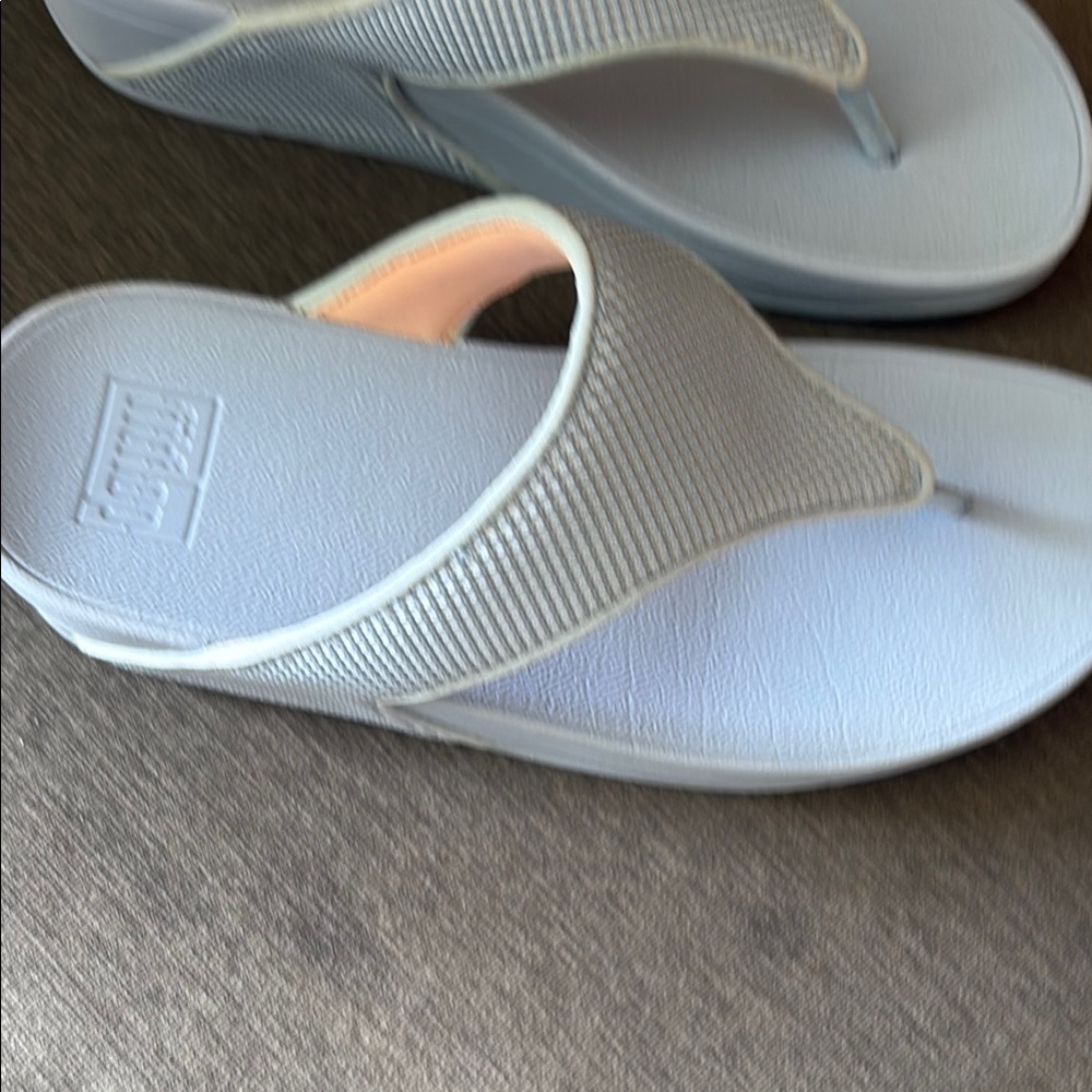 FitFlop Soft Baby Blue Slide Sandals - Picture 5 of 13
